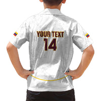 Custom Venezuela Football Family Matching Short Sleeve Bodycon Dress and Hawaiian Shirt Come On La Vinotinto White