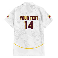 Custom Venezuela Football Family Matching Short Sleeve Bodycon Dress and Hawaiian Shirt Come On La Vinotinto White