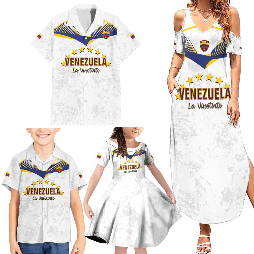 Custom Venezuela Football Family Matching Summer Maxi Dress and Hawaiian Shirt Come On La Vinotinto White