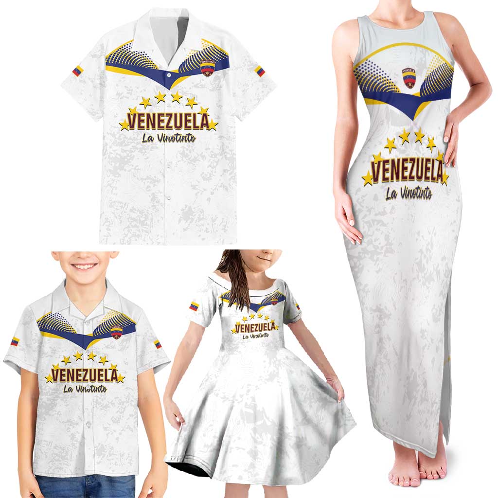 Custom Venezuela Football Family Matching Tank Maxi Dress and Hawaiian Shirt Come On La Vinotinto White