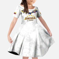 Custom Venezuela Football Kid Short Sleeve Dress Come On La Vinotinto White