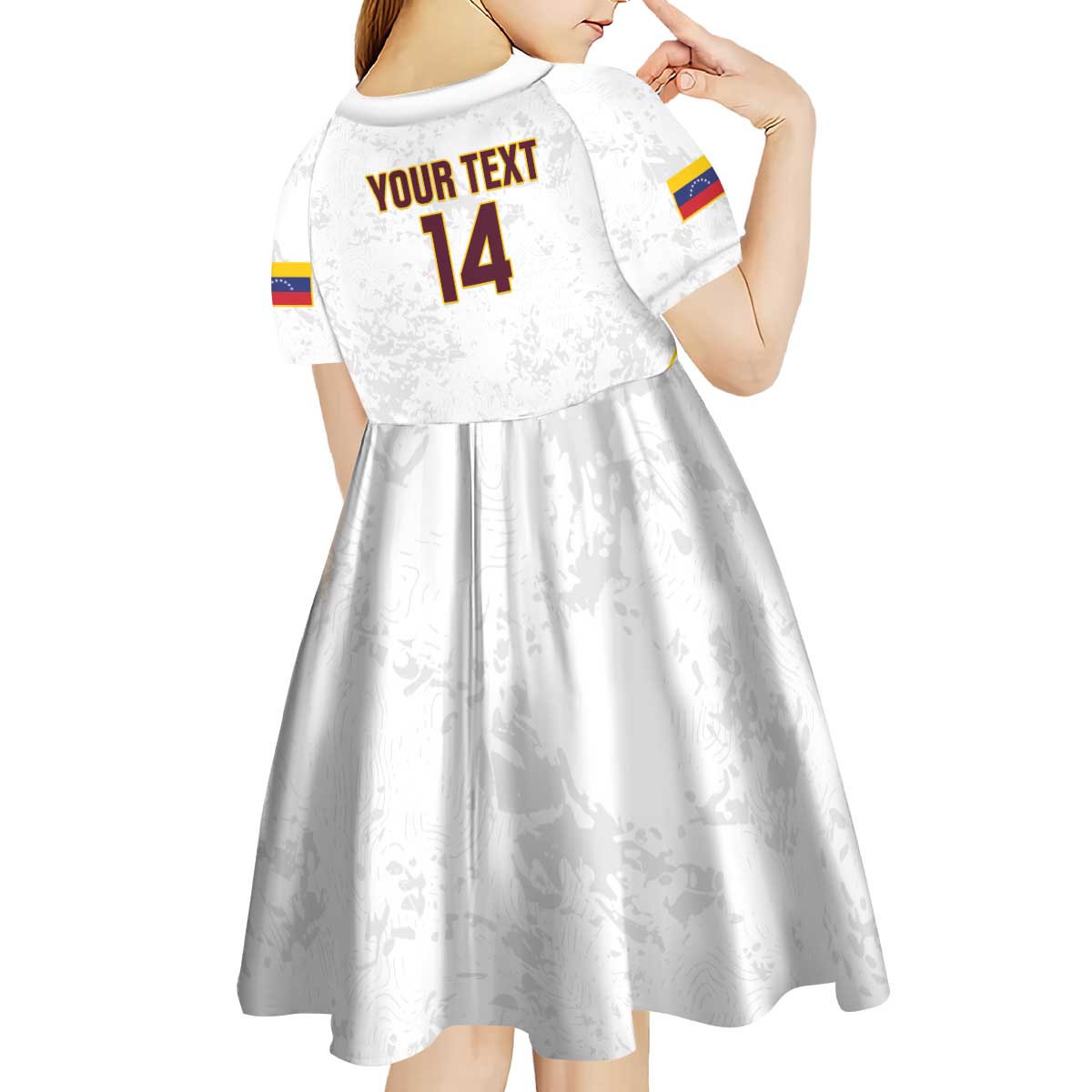 Custom Venezuela Football Kid Short Sleeve Dress Come On La Vinotinto White