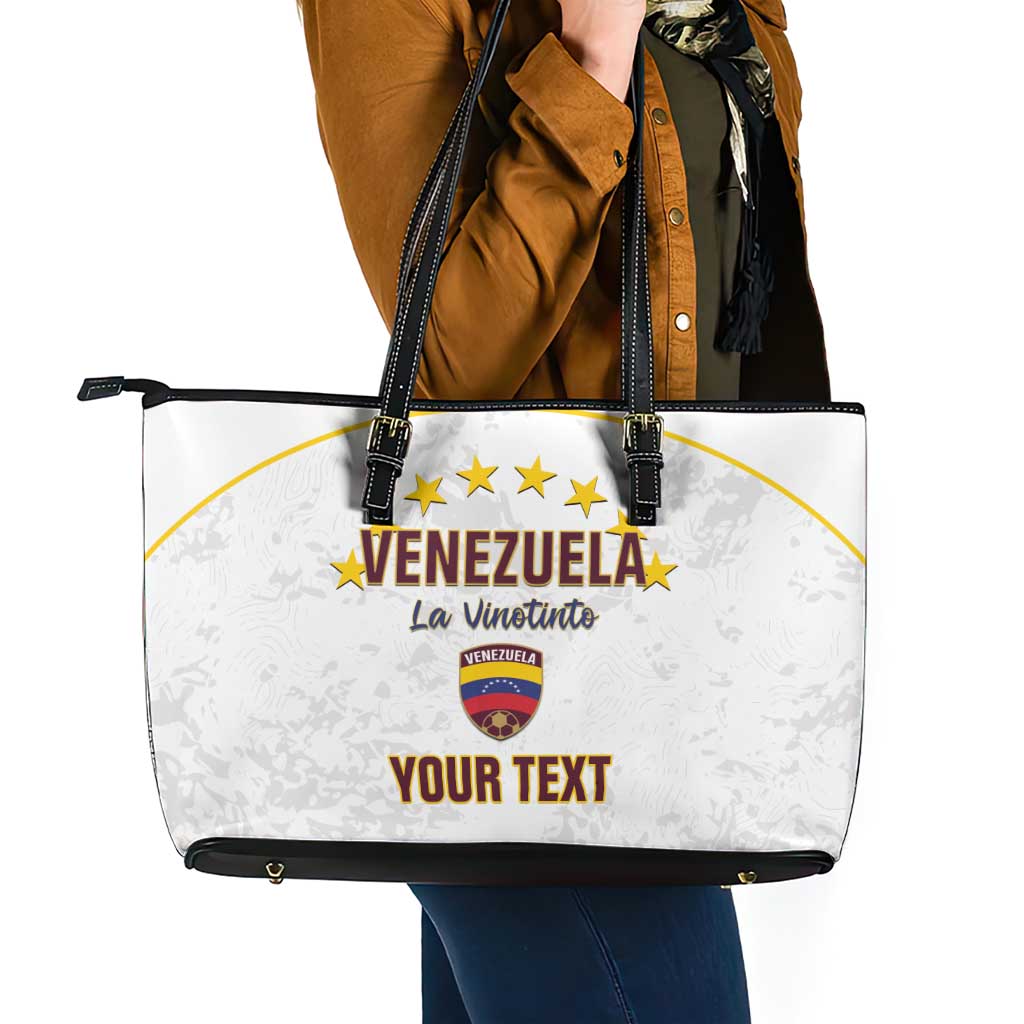 Custom Venezuela Football Leather Tote Bag Come On La Vinotinto White
