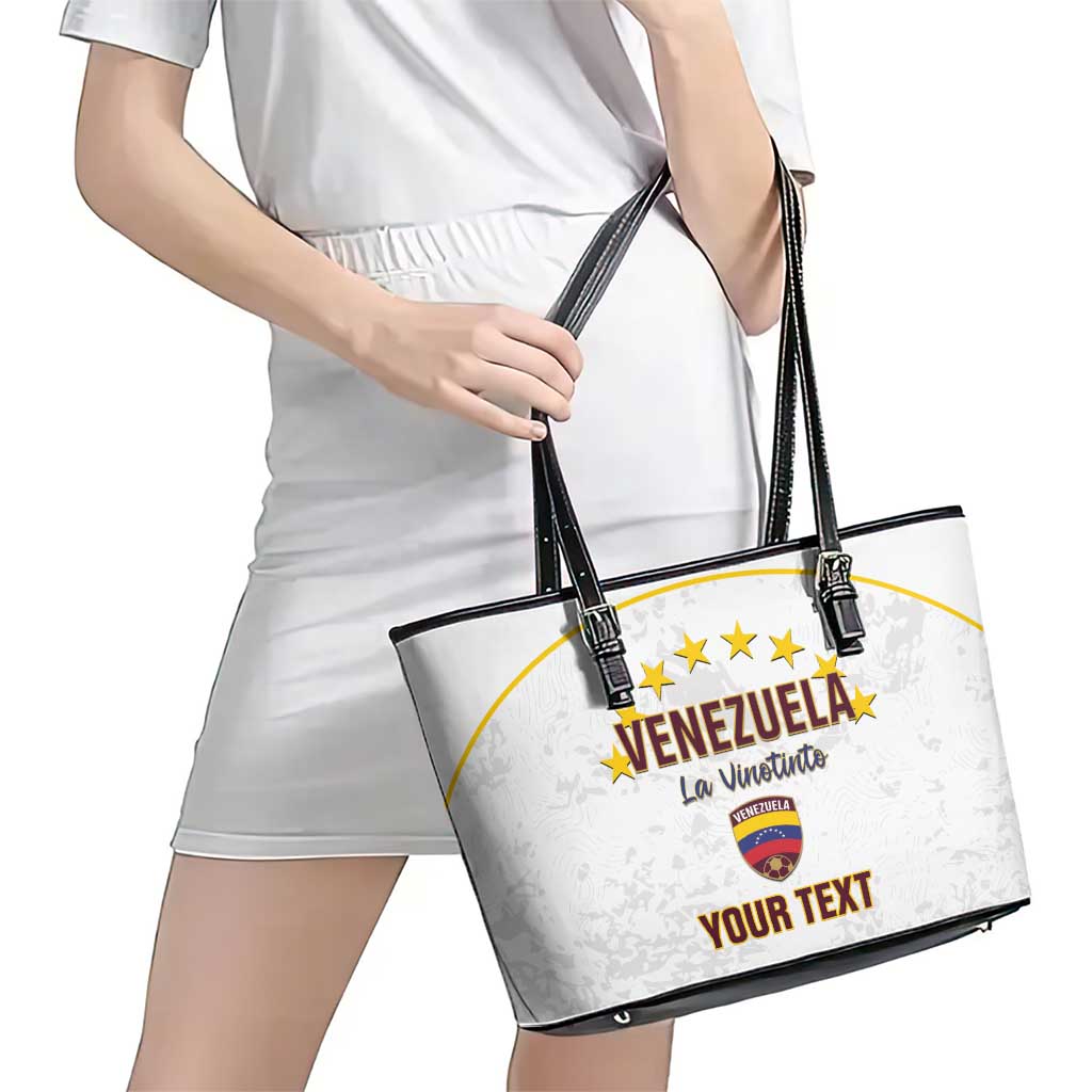 Custom Venezuela Football Leather Tote Bag Come On La Vinotinto White