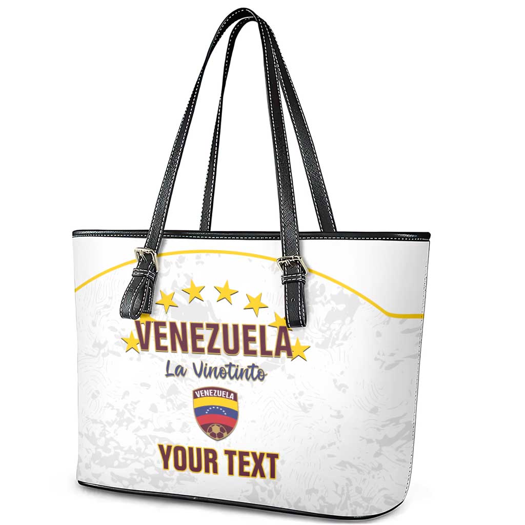 Custom Venezuela Football Leather Tote Bag Come On La Vinotinto White