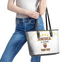 Custom Venezuela Football Leather Tote Bag Come On La Vinotinto White