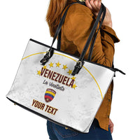 Custom Venezuela Football Leather Tote Bag Come On La Vinotinto White