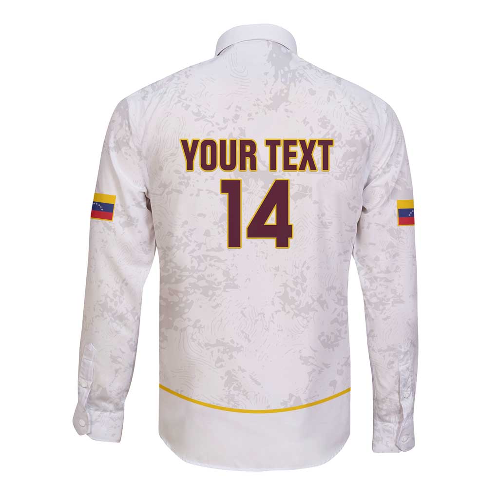 Custom Venezuela Football Long Sleeve Button Shirt Come On La Vinotinto White