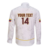 Custom Venezuela Football Long Sleeve Button Shirt Come On La Vinotinto White