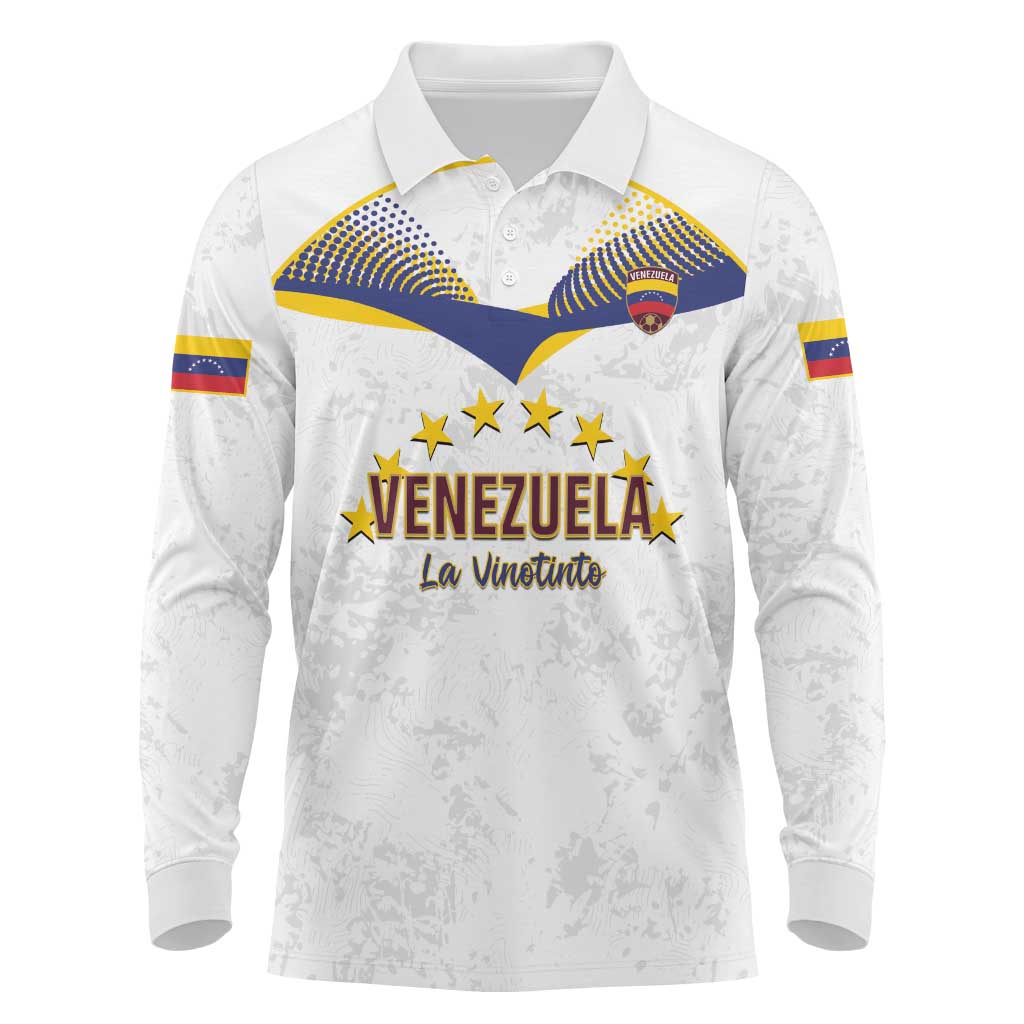Custom Venezuela Football Long Sleeve Polo Shirt Come On La Vinotinto White