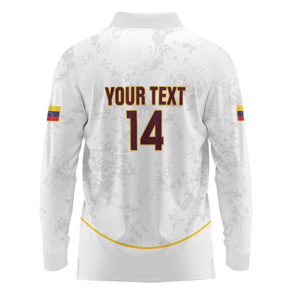 Custom Venezuela Football Long Sleeve Polo Shirt Come On La Vinotinto White