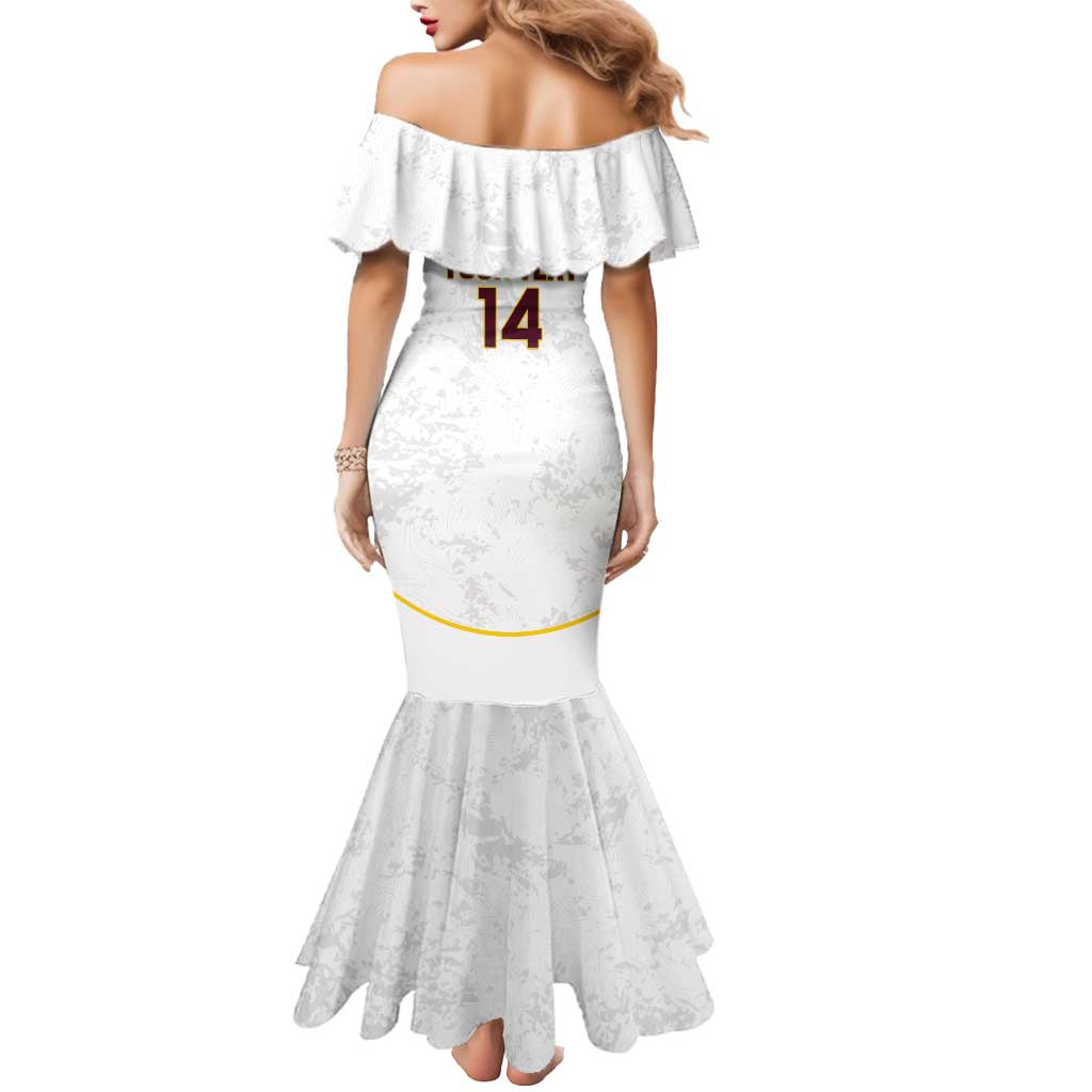 Custom Venezuela Football Mermaid Dress Come On La Vinotinto White