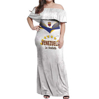 Custom Venezuela Football Off Shoulder Maxi Dress Come On La Vinotinto White