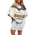 Custom Venezuela Football Off Shoulder Short Dress Come On La Vinotinto White
