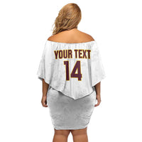 Custom Venezuela Football Off Shoulder Short Dress Come On La Vinotinto White