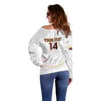 Custom Venezuela Football Off Shoulder Sweater Come On La Vinotinto White