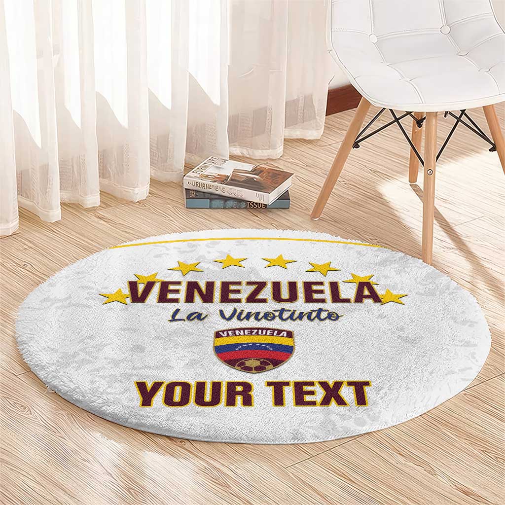 Custom Venezuela Football Round Carpet Come On La Vinotinto White
