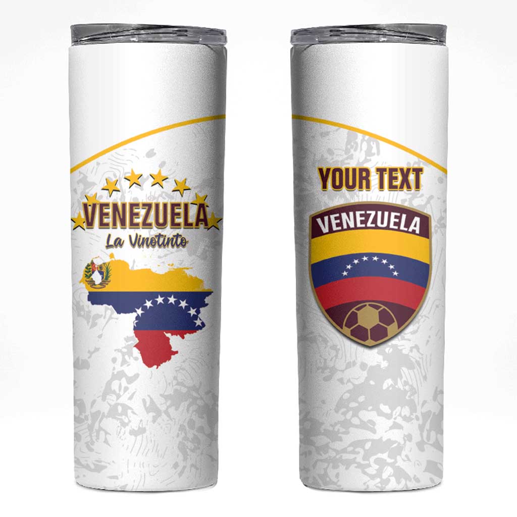 Custom Venezuela Football Skinny Tumbler Come On La Vinotinto White