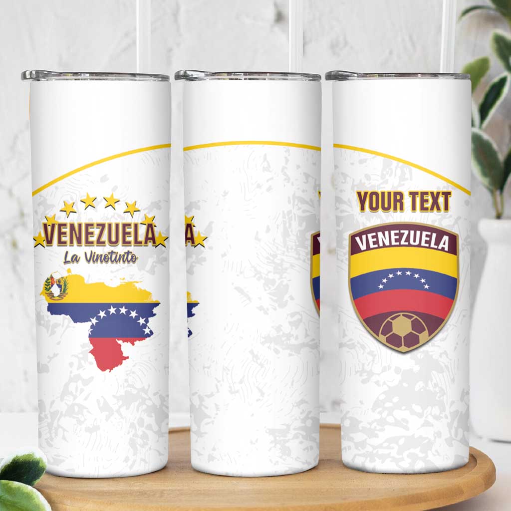 Custom Venezuela Football Skinny Tumbler Come On La Vinotinto White