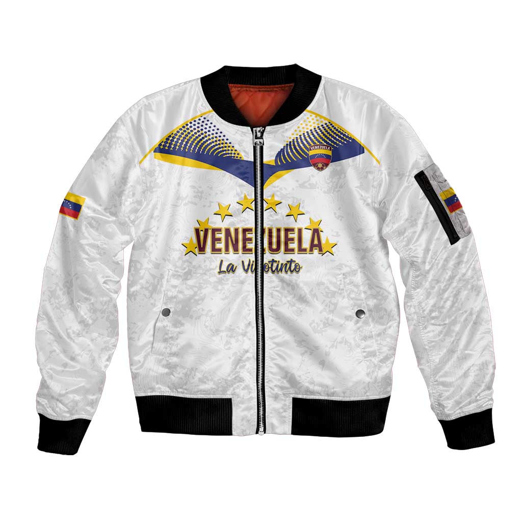 Custom Venezuela Football Sleeve Zip Bomber Jacket Come On La Vinotinto White