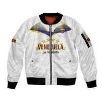 Custom Venezuela Football Sleeve Zip Bomber Jacket Come On La Vinotinto White