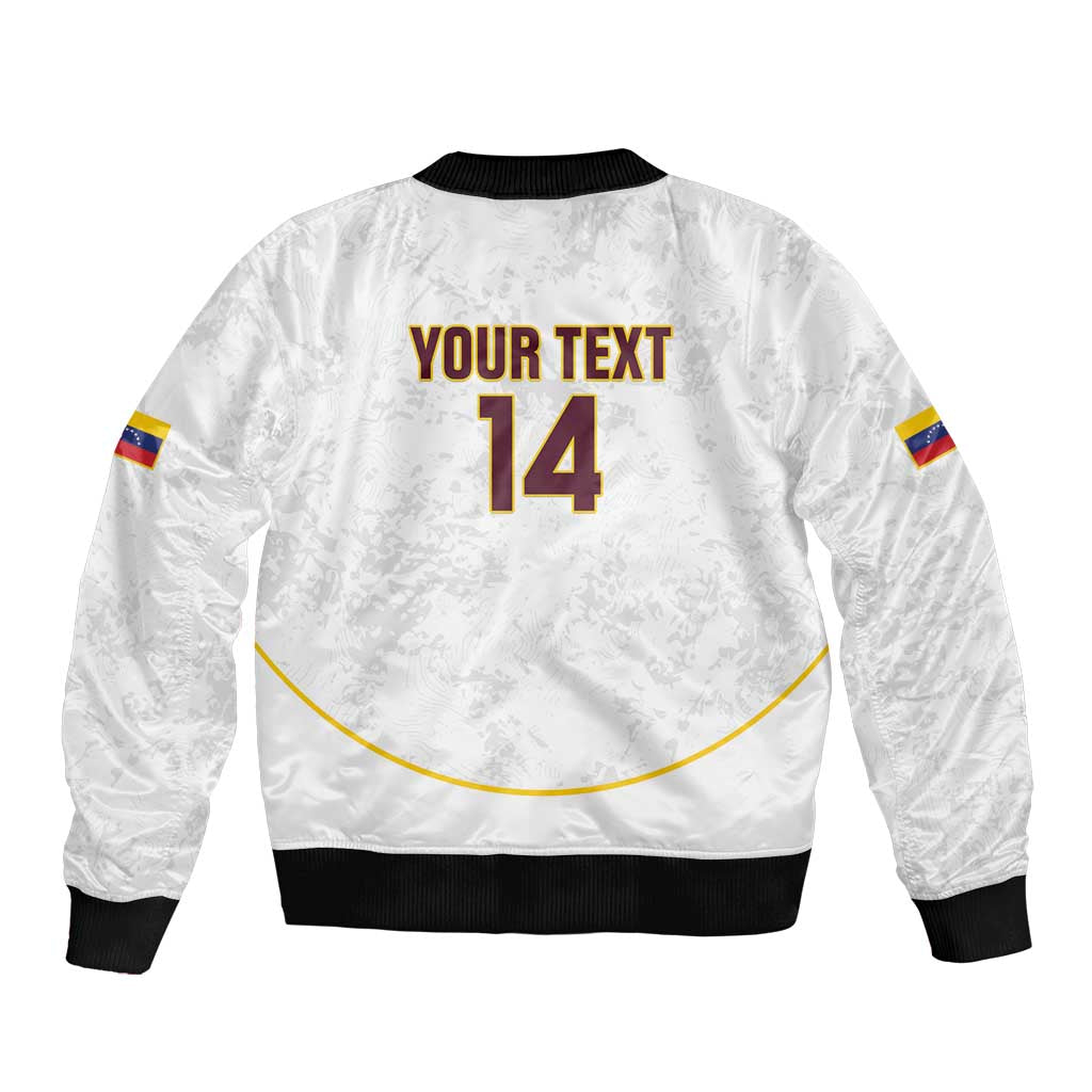 Custom Venezuela Football Sleeve Zip Bomber Jacket Come On La Vinotinto White