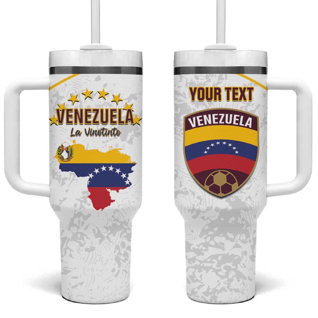 Custom Venezuela Football Tumbler With Handle Come On La Vinotinto White