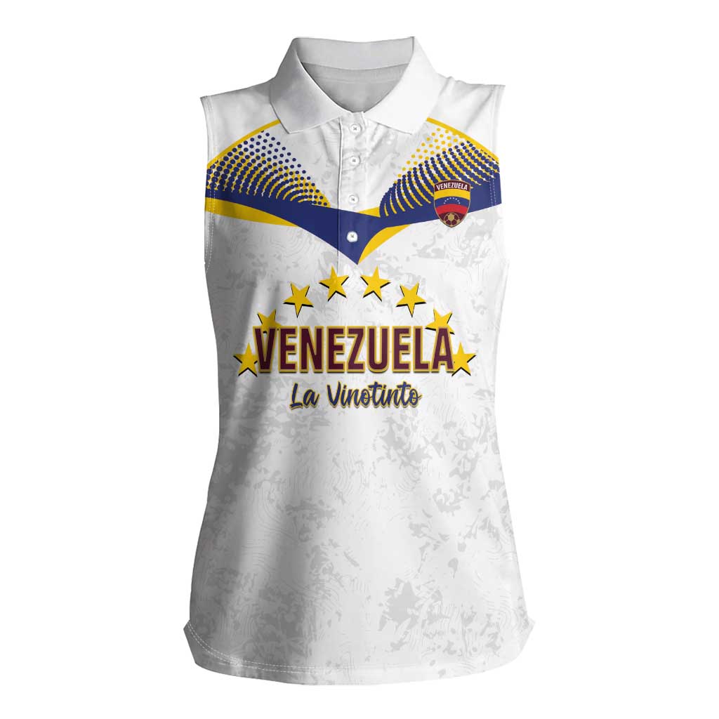 Custom Venezuela Football Women Sleeveless Polo Shirt Come On La Vinotinto White