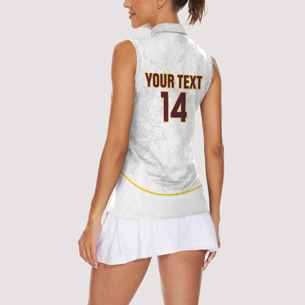 Custom Venezuela Football Women Sleeveless Polo Shirt Come On La Vinotinto White