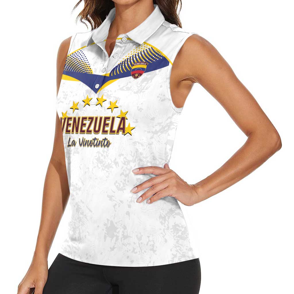 Custom Venezuela Football Women Sleeveless Polo Shirt Come On La Vinotinto White