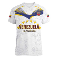 Custom Venezuela Football Women V-Neck T-Shirt Come On La Vinotinto White