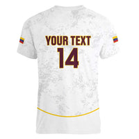 Custom Venezuela Football Women V-Neck T-Shirt Come On La Vinotinto White