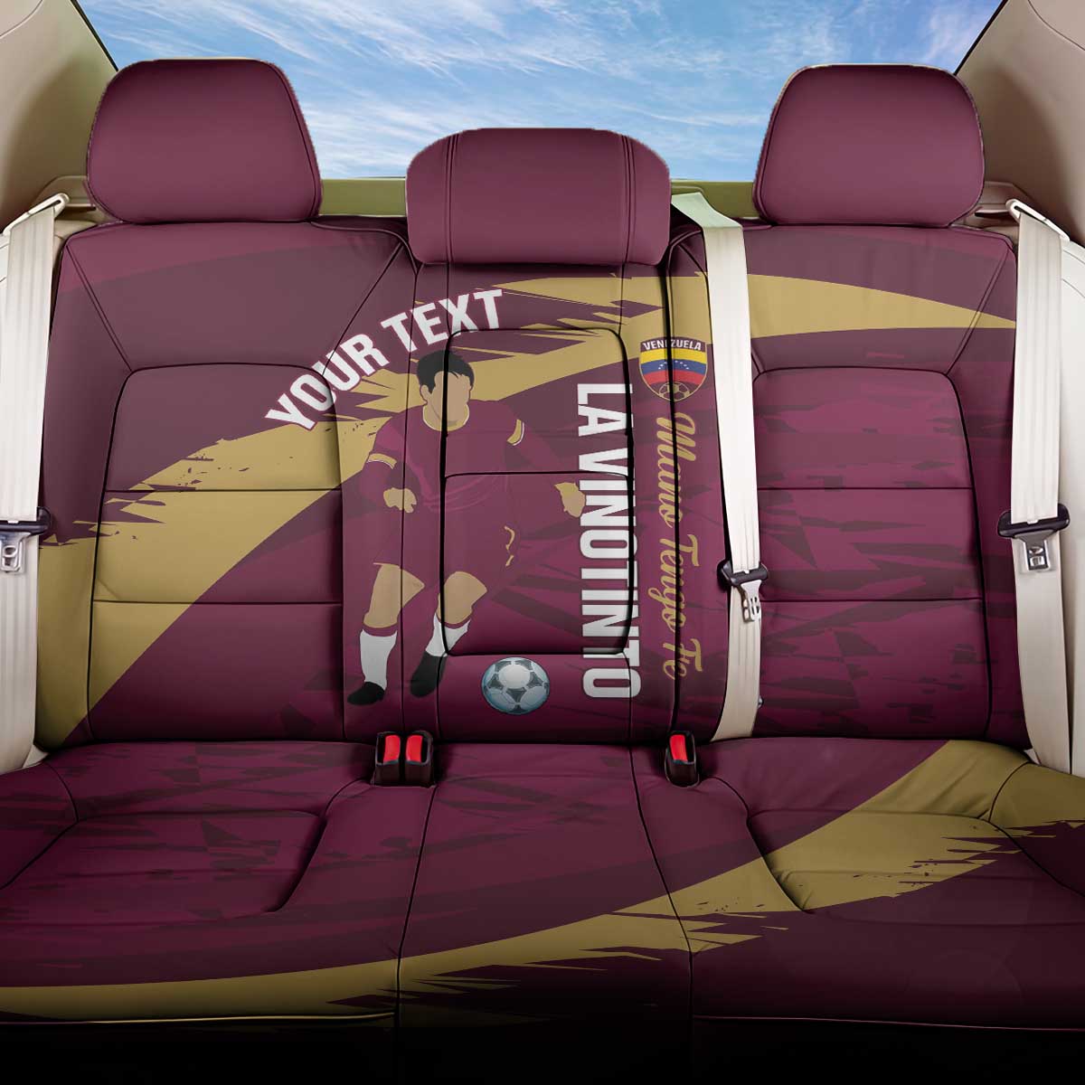 Custom Venezuela Football Back Car Seat Cover Mano Tengo Fe La Vinotinto