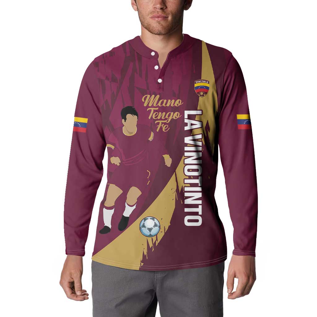 Custom Venezuela Football Button Sweatshirt Mano Tengo Fe La Vinotinto