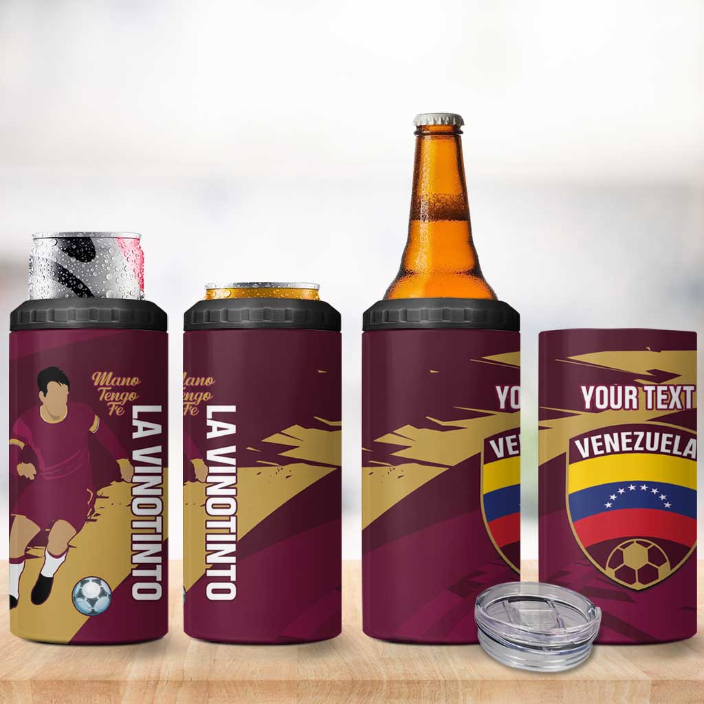Custom Venezuela Football 4 in 1 Can Cooler Tumbler Mano Tengo Fe La Vinotinto