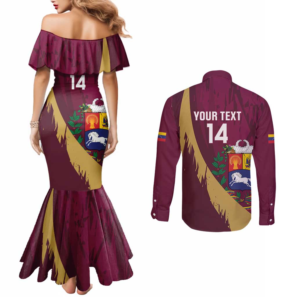 Custom Venezuela Football Couples Matching Mermaid Dress and Long Sleeve Button Shirt Mano Tengo Fe La Vinotinto