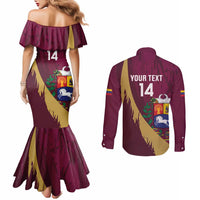 Custom Venezuela Football Couples Matching Mermaid Dress and Long Sleeve Button Shirt Mano Tengo Fe La Vinotinto