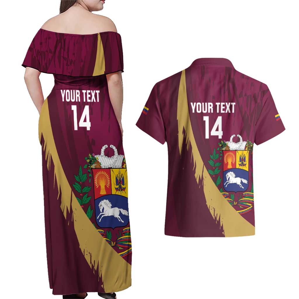 Custom Venezuela Football Couples Matching Off Shoulder Maxi Dress and Hawaiian Shirt Mano Tengo Fe La Vinotinto