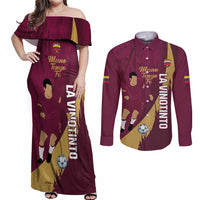 Custom Venezuela Football Couples Matching Off Shoulder Maxi Dress and Long Sleeve Button Shirt Mano Tengo Fe La Vinotinto