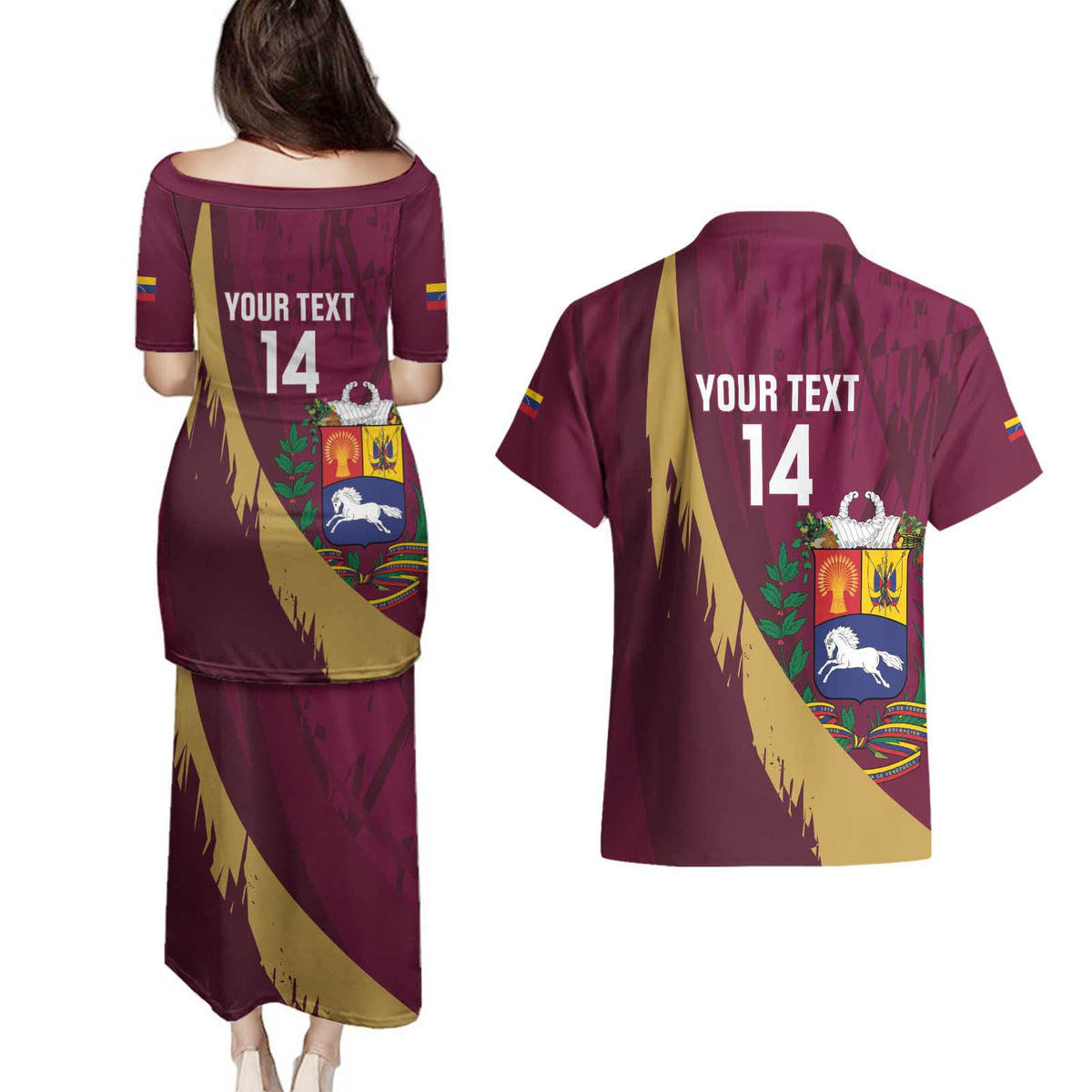 Custom Venezuela Football Couples Matching Puletasi and Hawaiian Shirt Mano Tengo Fe La Vinotinto
