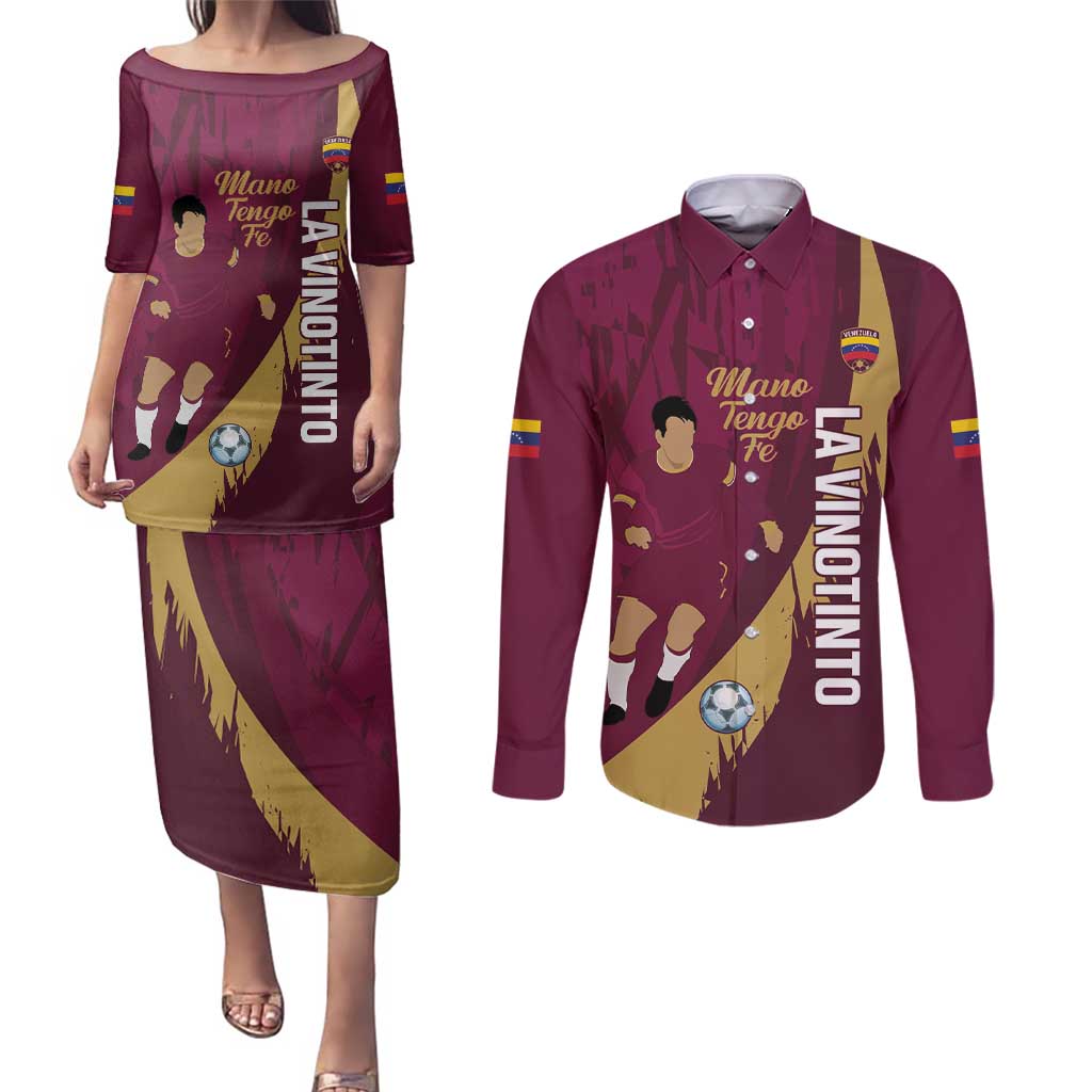 Custom Venezuela Football Couples Matching Puletasi and Long Sleeve Button Shirt Mano Tengo Fe La Vinotinto