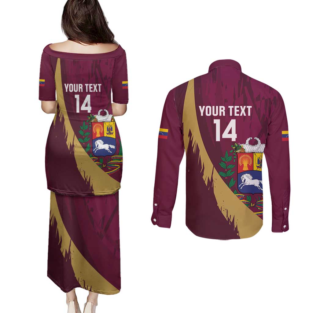 Custom Venezuela Football Couples Matching Puletasi and Long Sleeve Button Shirt Mano Tengo Fe La Vinotinto