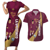 Custom Venezuela Football Couples Matching Short Sleeve Bodycon Dress and Hawaiian Shirt Mano Tengo Fe La Vinotinto