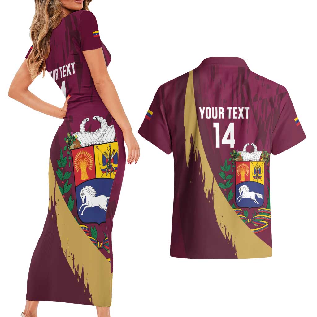 Custom Venezuela Football Couples Matching Short Sleeve Bodycon Dress and Hawaiian Shirt Mano Tengo Fe La Vinotinto