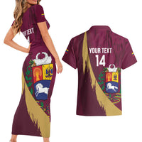 Custom Venezuela Football Couples Matching Short Sleeve Bodycon Dress and Hawaiian Shirt Mano Tengo Fe La Vinotinto