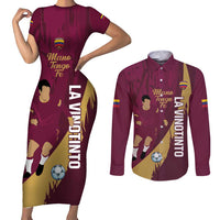 Custom Venezuela Football Couples Matching Short Sleeve Bodycon Dress and Long Sleeve Button Shirt Mano Tengo Fe La Vinotinto