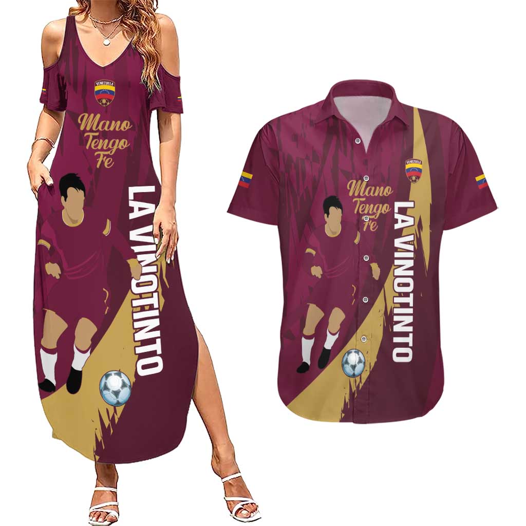 Custom Venezuela Football Couples Matching Summer Maxi Dress and Hawaiian Shirt Mano Tengo Fe La Vinotinto