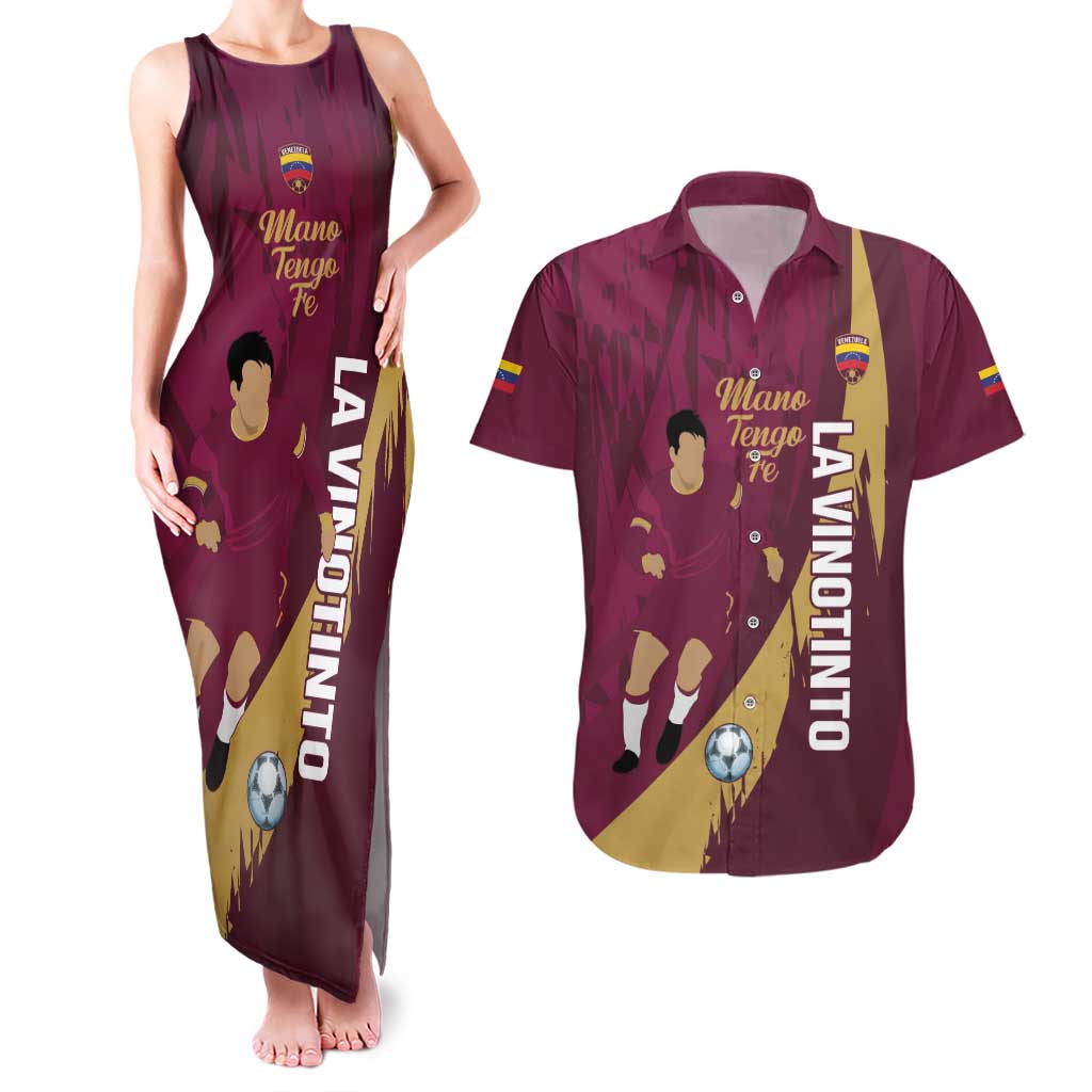 Custom Venezuela Football Couples Matching Tank Maxi Dress and Hawaiian Shirt Mano Tengo Fe La Vinotinto