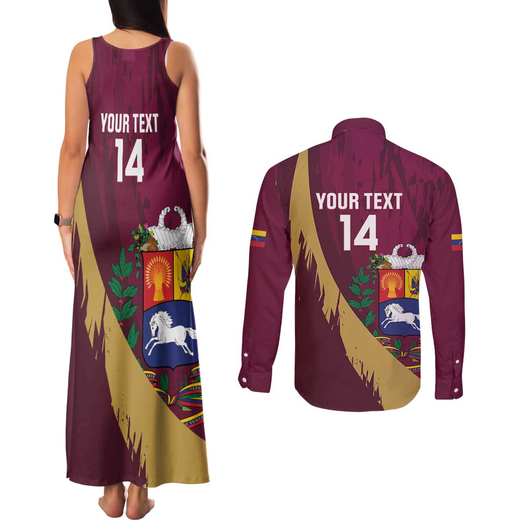 Custom Venezuela Football Couples Matching Tank Maxi Dress and Long Sleeve Button Shirt Mano Tengo Fe La Vinotinto