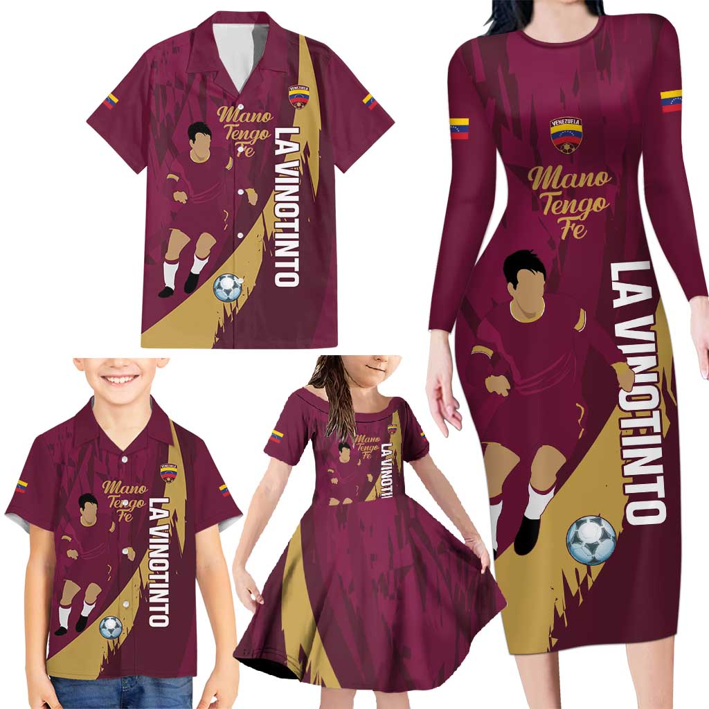 Custom Venezuela Football Family Matching Long Sleeve Bodycon Dress and Hawaiian Shirt Mano Tengo Fe La Vinotinto